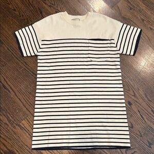 TUCKERNUCK Frenchie Cream and Navy Striped Dress Size Small